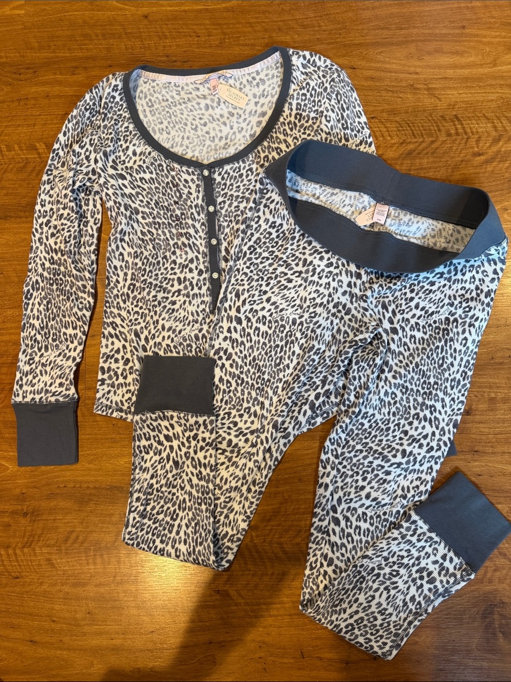 Victoria's Secret Black and White Leopard Pajama Set